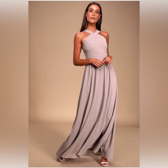 Lulus Dresses & Skirts - Lulu’s taupe floor length dress size M